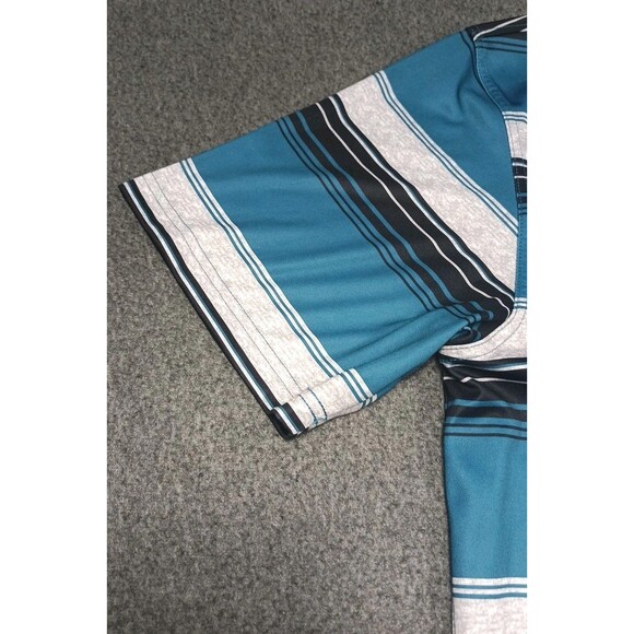 Grand Slam Performance Golf Polo Teal Black Gray Stripe Shirt Mens Size XXL - Picture 7 of 12